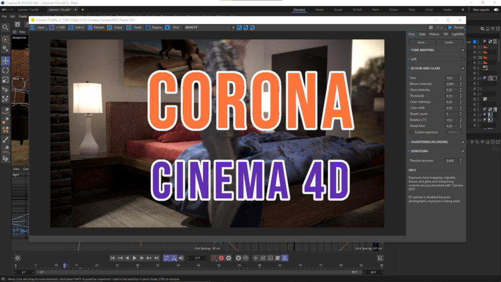 l'immagine rappresenta la copertina del corso Corona Cinema 4D