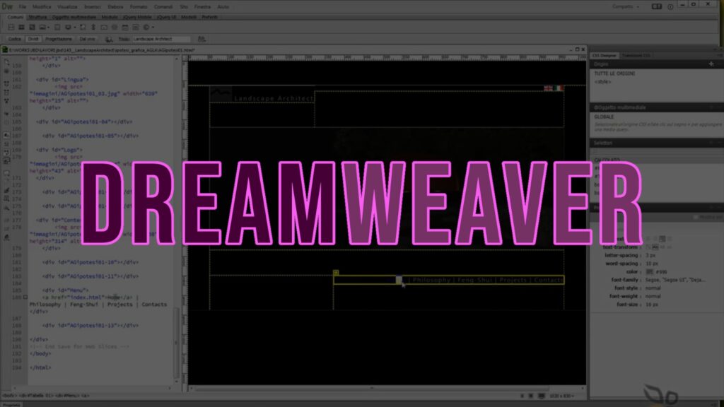 Immagine copertita corso Dreamweaver