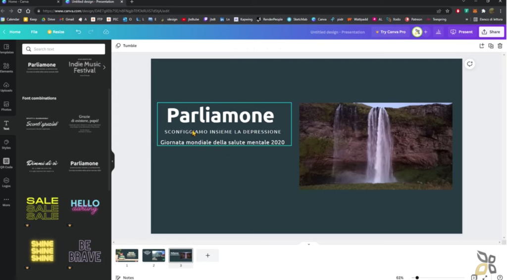 L'immagine rappresenta una presentazione con l'utilizzo di Canva, attraverso una sequenza di immagini e testi