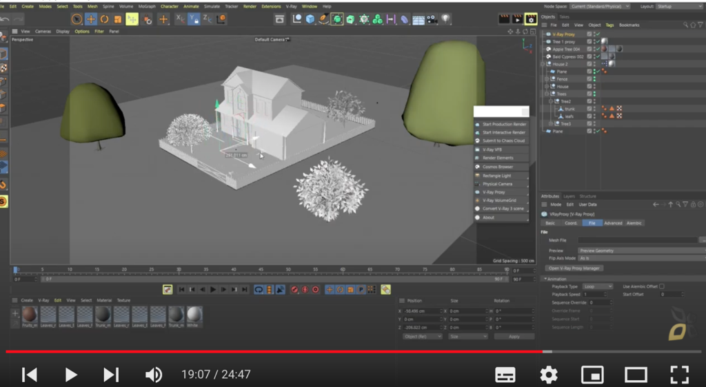 L'immagine rappresenta un esempio di modello 3D di una casa con giardino esterno 