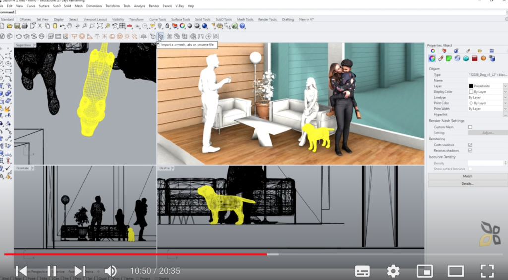 L'immagine rappresenta degli esempi di modelli 3D, vengono raffigurate 4 persone e un cane 