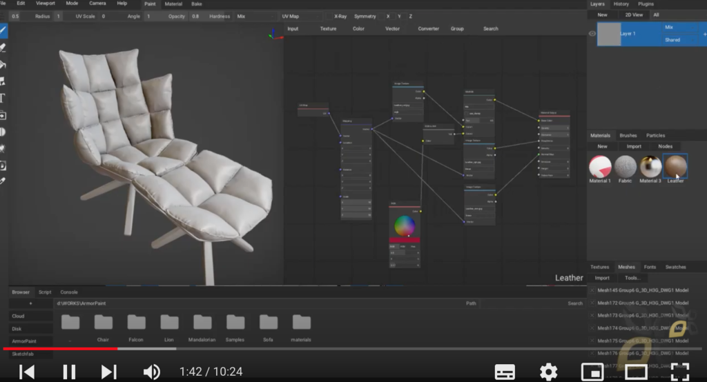 E' presente una sedia creata tramite un modello 3D, formata da molti quadrati di colore bianco, è posizionata su uno sfondo grigio scuro