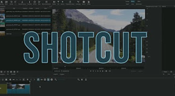L'immagine rappresenta la copertina del corso Shotcut, è presente al centro infatti la scritta in grassetto nel programma di colore verde scuro. 