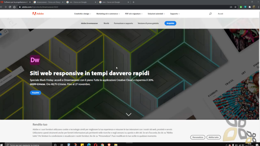 L'immagine è la copertina del video corso Dreamweaver, volto alla creazione di siti web professionali