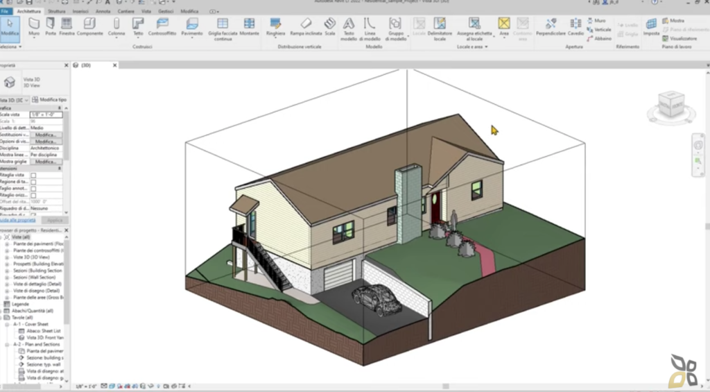 l'immagine raffigura la gestione di un progetto architettonico, viene rappresentata una casa 