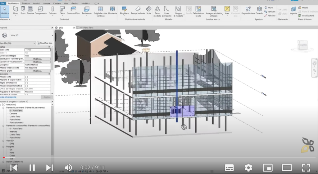 L'immagine raffigura un esempio di modellazione 3D di un edificio 