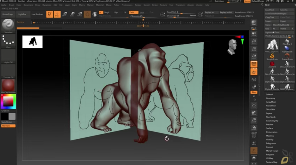 l'immagine rappresenta un gorilla creato tramite un modellino 3D