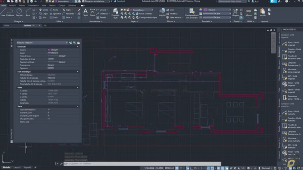 l'immagine rappresenta l'impostazione di un disegno realizzato con autocad su un foglio A4