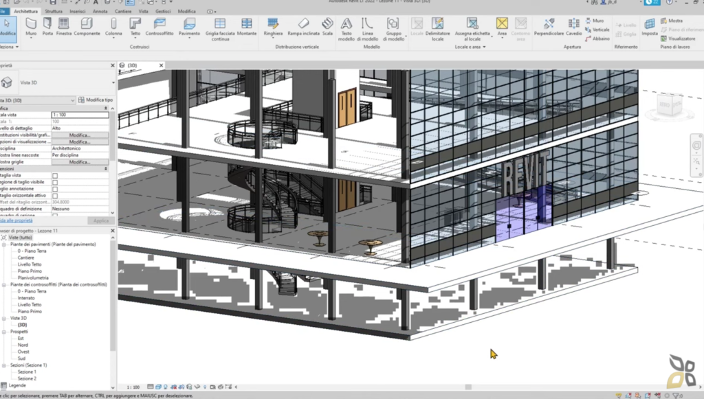 esempio di modellazione 3D e utilizzo di superficie topografica per rappresentare un edificio 