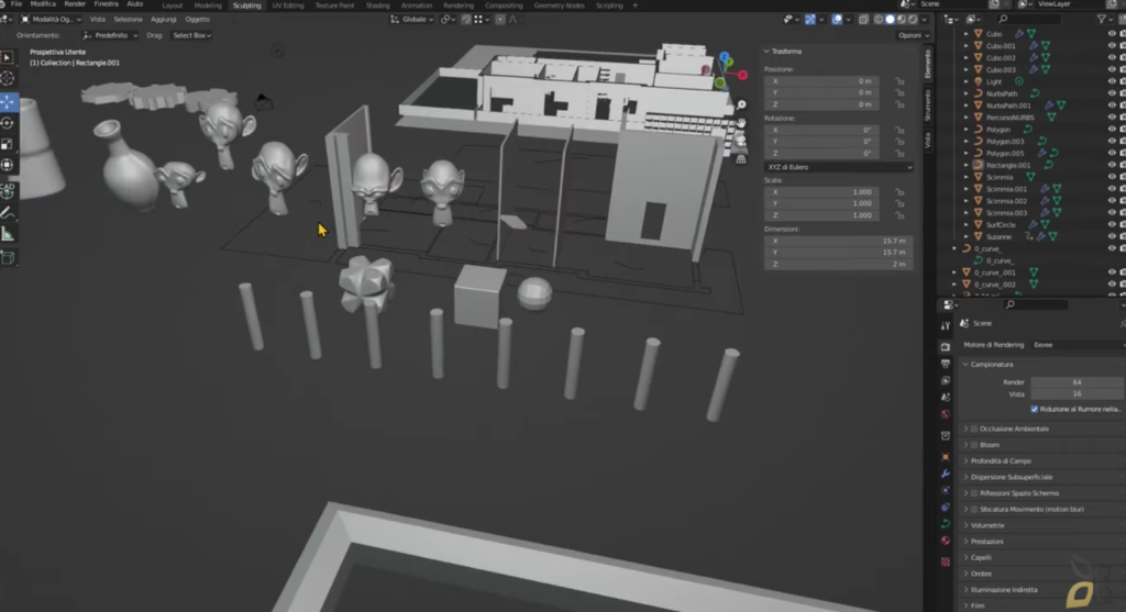 esempio di modellazione poligonale con l'uso di blender 3 