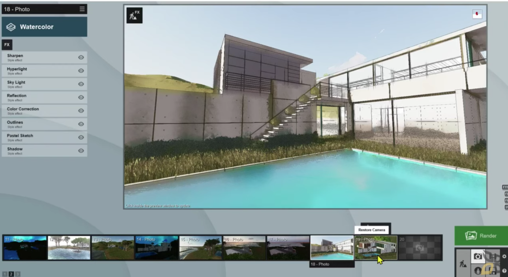 l'immagine raffigura un esempio di disegno tecnico di un esterno di una casa con piscina 