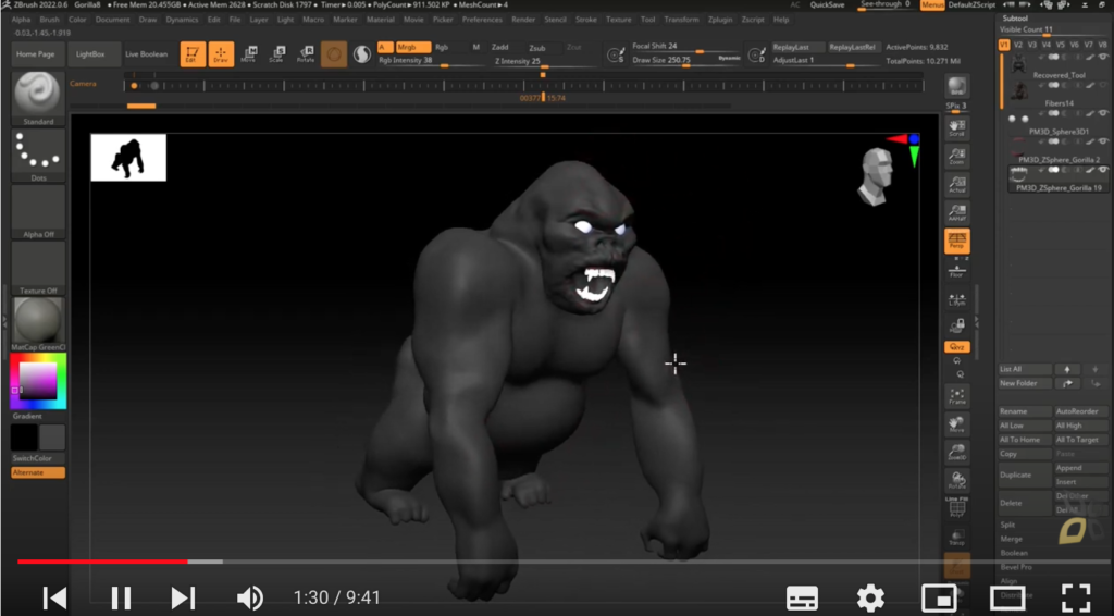 L'immagine rappresenta un esempio di pittura 3D in cui viene raffigurato un gorilla