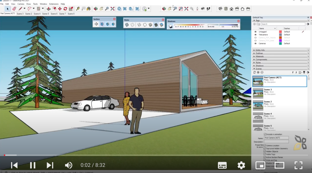 l'immagine rappresenta un esempio di visualizzazione di un progetto creato con sketchup pro 