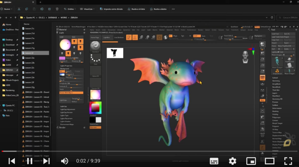 l'immagine raffigura un draghetto colorato attraverso l'uso dell'animazione tramite il software Zbrush