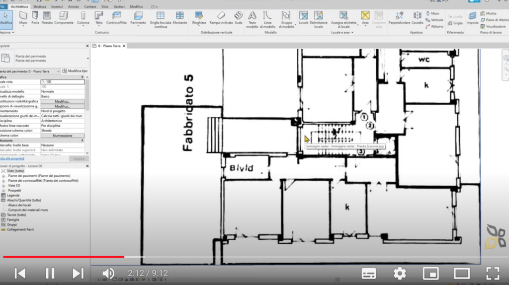 esempio di modellazione parametrica di una piantina