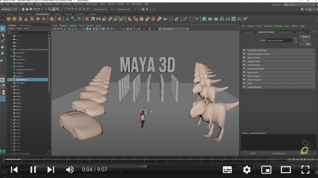 l'immagine rappresenta un esempio di organizzazione di scena con la creazione di oggetti in 3D