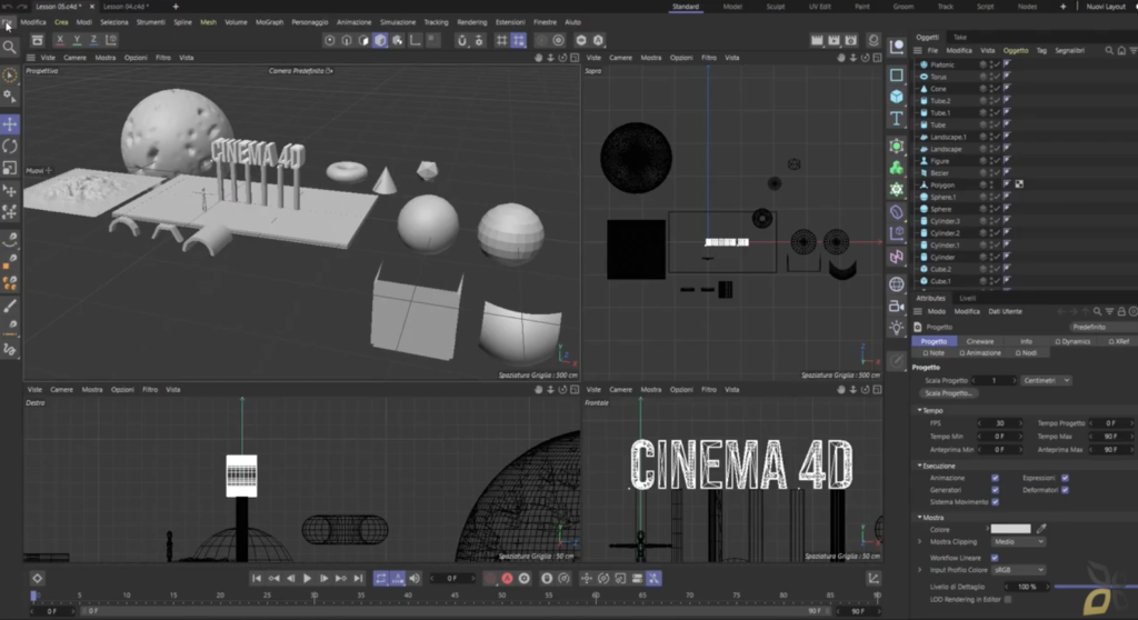 l'immagine raffigura la gestione di oggetti e disegni 3D e 2D