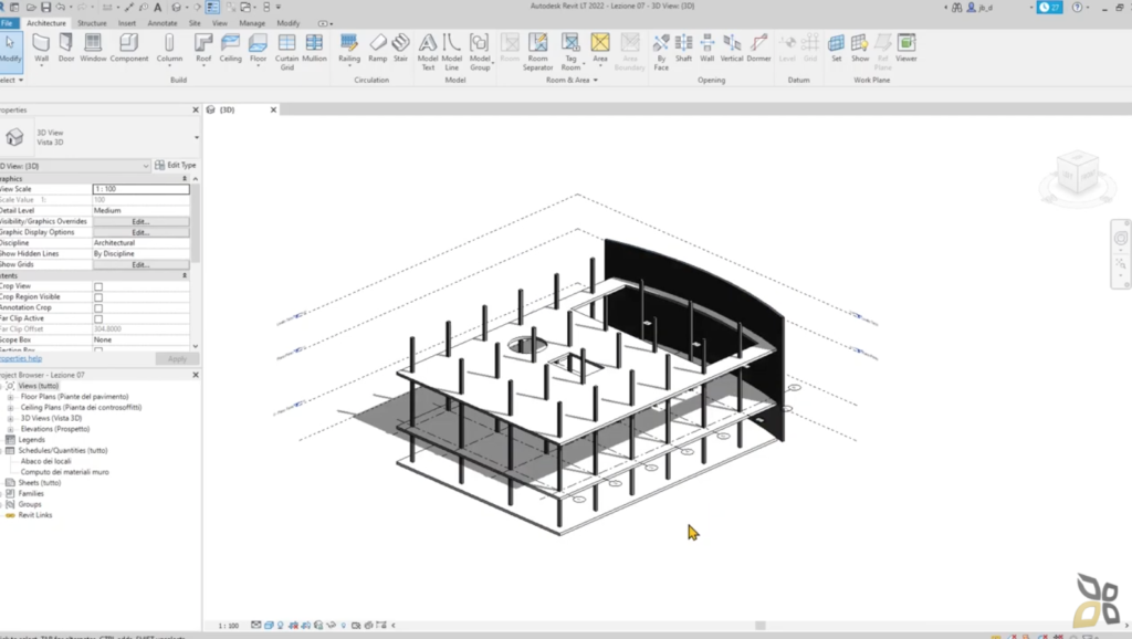 esempio di creazione di un tetto con revit