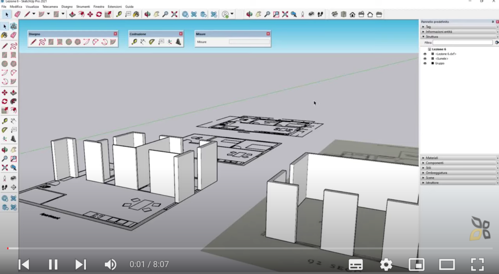 L'immagine rappresenta una tecnica di modellazione 3D, nella creazione di una casa