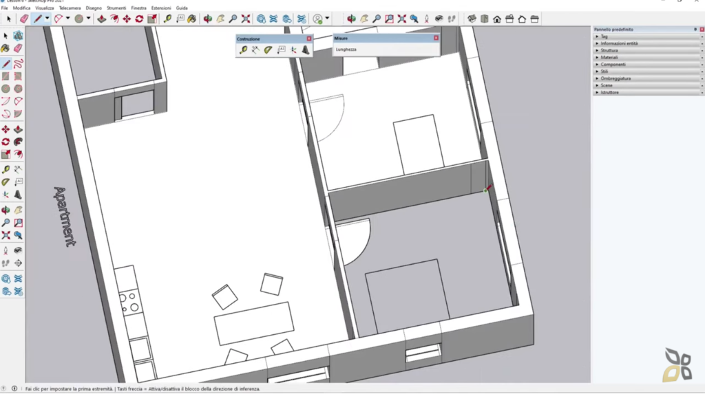 l'immagine rappresenta un esempio di arredo con la modellazione 3D