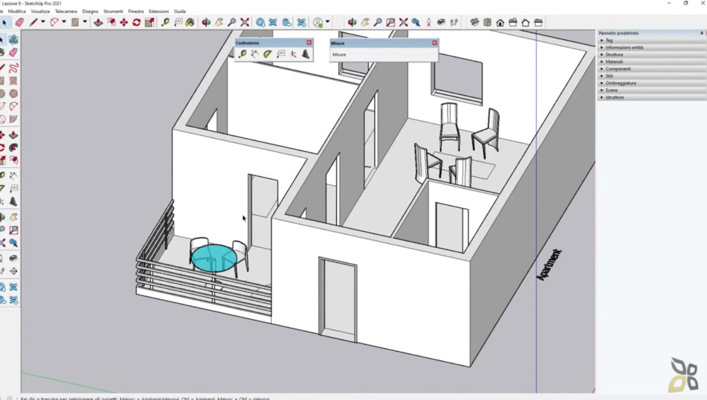 esempio di una piantina di un appartamento realizzata con un modello 3D